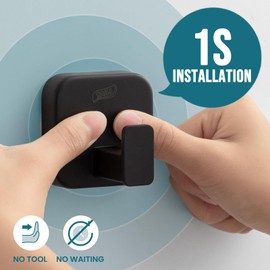 TAILI Bathroom Towel Hooks Black with Vacuum Suction Cups No Drilling Reusable Metal Bathroom Suction Hooks Waterproof Heavy Duty Removable Hanger for Shower, Kitchen, Towel, Robe -Type A