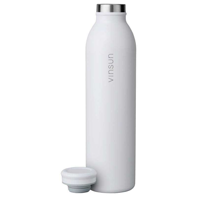 Vinsun Stainless Steel Drinking Bottle, 600 ml, White, Leak-Proof, Suitable