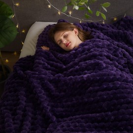 NEWCOSPLAY Super Soft King Blanket Purple Premium Silky Flannel Fleece 3D Clouds Stylish Jacquard Lightweight Bed Blanket All Season Use 350GSM (Purple, King(90"x110"))