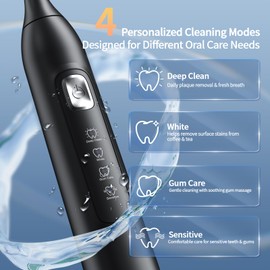 OasiSmile Sonic Electric Toothbrush for Adults, 42000 VPM Rechargeable Toothbrush for Sensitive Teeth & Daily Oral Care, 120-Day Runtime, 4 Cleaning Modes & 6 Brush Heads, Smart Timer for Home Travel