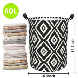 Naqiuli Laundry Basket Black Diamond Laundry Basket Oxford Cloth Laundry Hamper Large Storage Baskets Toy Organizer Tote Bag For Bedroom Clothes Bathroom 17.3(H) x16.5(D) Inch