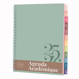 Rileys & Co Weekly Planner 2025, Homework Book, School Planner | Calendar 2025 2026 July 2025-June 2026 Diary Notes, Double Wire, 20 x 15 cm Planner, (Green, Classic, in French)
