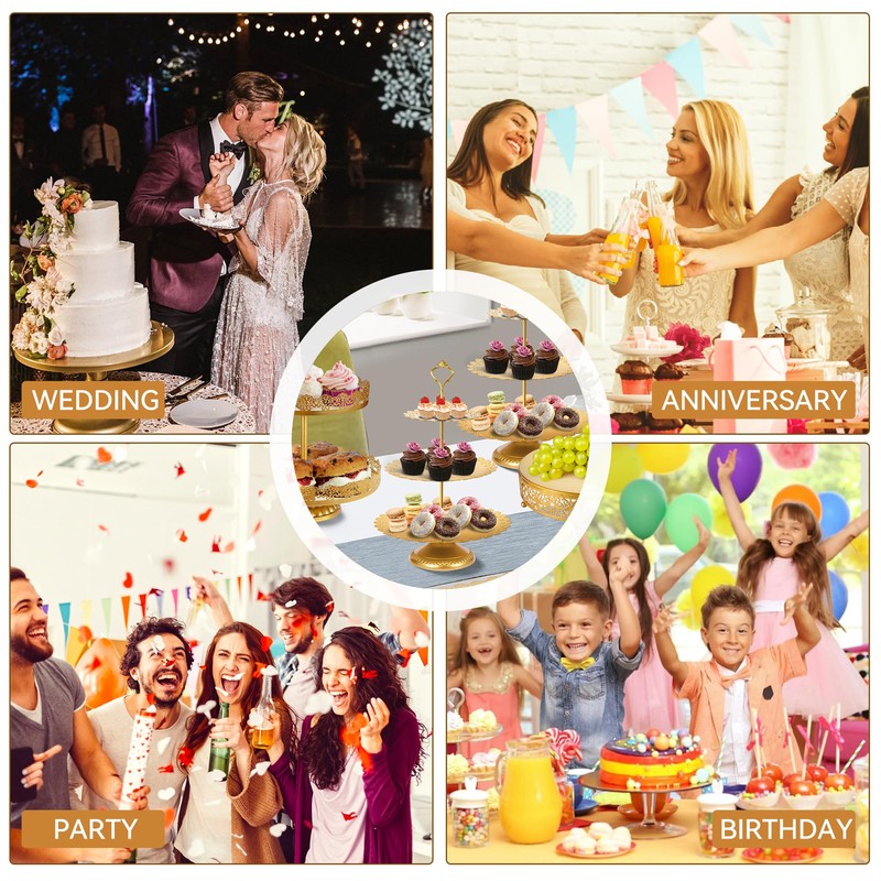 ELIMTEC ELIMTEC Gold Cake Stand Metal Dessert Table Display Set