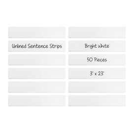 Hygloss Products White Sentence Strips - Great for Kids Arts and Crafts, Decorations, Classroom Activities - Cardstock - Unlined Thin Strip - 3" High x 23" Long Size - 50 Pieces