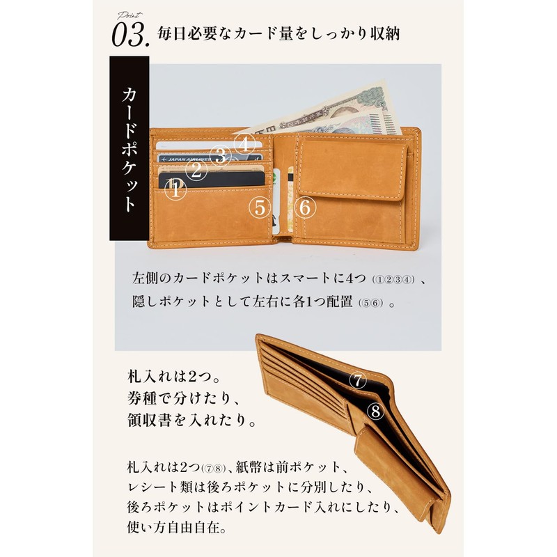 Kameto Bag Manufacturing Men's Wallet, Compact, Large Capacity, Leather, Genuine