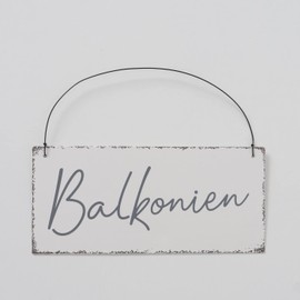 Boltze Home Decorative Tin Sign with Saying Balconies 25 x 11.5 cm Decoration for Patio Balcony Garden Metal Sign with Handle for Hanging Decoration Gift for Living Room Dining Room Summer Garden