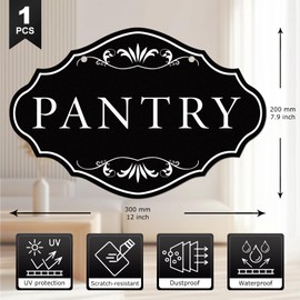 Anobell Pantry Sign 8" × 12" Large Pantry Door Sign for Kitchen Wall Decor Waterproof Rust-Proof Aluminum Metal Signs for Home, Food Storage, Coffee Shop, Restaurant, Office Wall Decor