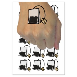 Cute Tea Bag Temporary Tattoo Water Resistant Fake Body Art Set Collection - 54 1" Tattoos (1 Sheet)
