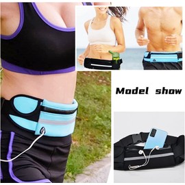 BOBOZHONG Waist Bag for Running,Fitness Mountain Cycling Waist Bag Waterproof with Headphone Holes Cell Phone Pockets Key Adjustable Belt,for Men Women Runners Gym Yoga Hiking Dog Walking(Black)