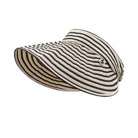 Weuiean TWKD-17 Women's Striped Cap, Sun Visor, UV Protection, Wide Brim, Chin Strap, UV Protection, Sun Protection, Folding, Khaki, Free size