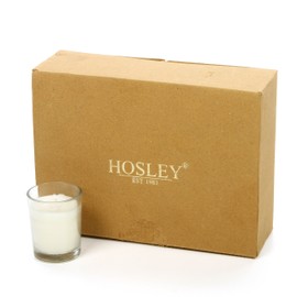 Hosley's Set of 12 Ivory Unscented Clear Glass Wax Filled Votive Candles, 12 Hour Burn Time. Glass Votive & Hand Poured Candle Included, Ideal for Aromatherapy, Weddings, Party Favors O1