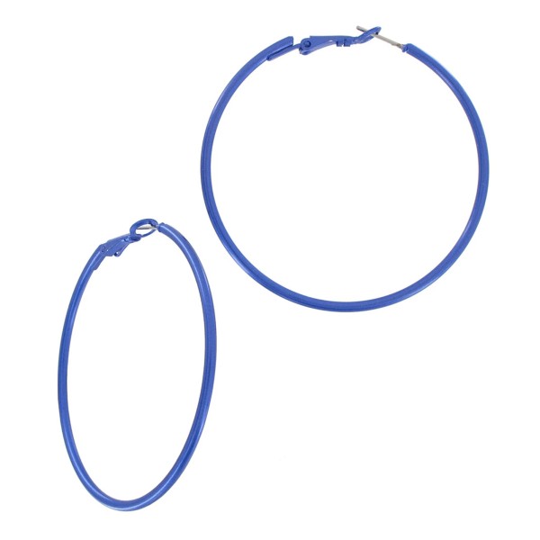 Large Thin Wire Round Hoop Pierced Earrings 2 1/4" -