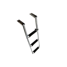 MARINE CITY Stainless Steel 3-Step Ladder with Slide Gudgeon for Boat, Yacht