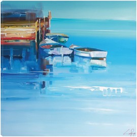 Fine Art Canvas Port Fairy Moorings Canvas Wall Decor by Artist Craig Trewin Penny for Living Room, Bedroom, Bathroom, Kitchen, Office, Bar, Dining & Guest Room - Ready to Hang - 32 in x 32 in
