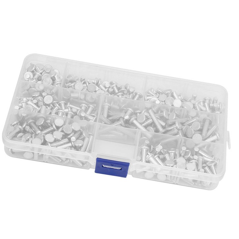 KooingTech 350 Pieces M4 Aluminium Rivets Set Flat Head Solid