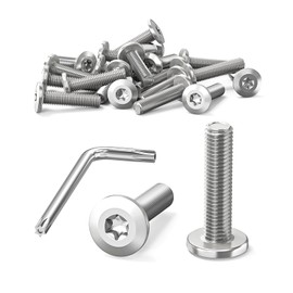 Wavanta 20 Pcs M5 Bolts, M5 x 20mm Flat Head Torx Bolts Screws, Furniture Screws, 304 Stainless Steel, Full Thread, with Torx Key