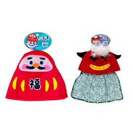 Lukan 035AM [Lion Dance Daruma Medetai Cap 2-Piece Set] Japan Lucky Charm Summer Festival Festival Festival Stall Souvenir Hat Headwear Cute Headwear Cap Kids Events Cosplay
