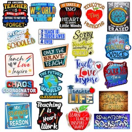 Teacher Stickers – Make Great Teacher Gifts - Show Your Teacher Appreciation with These 100% Waterproof Vinyl Stickers - Great Classroom Decorations and are Teacher Essentials. Pack of 21