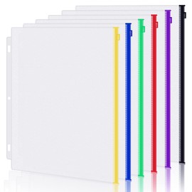Antner 6 Pack Letter Size Binder Pockets for 3 Ring Binder, Multicolor Zipper Binder Pouches Loose Leaf Bags Document Folders, Waterproof PVC Binder Pockets Filing Bags for Business Office Supplies