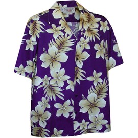 Pacific Legend Hawaiian Shirt Native Hibiscus Purple XL 410-3559