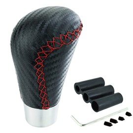 Lunsom Manual Gear Stick Lever Shifter Handle Leather Shifting Knob Stick Lever Handle Head with 3 Adapter Fits Most Manual Automatic Transmission Vehicle (Black)