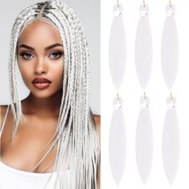 Braiding Hair Pre-Stretched Braiding Hair, 8 Packs Ombre PreStretched Braiding Hair for Crochet Twist Braids Hair for Black Women (76 cm - 30 Inches (6 Pack), White#)