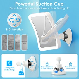 10X Magnifying Lighted Makeup Mirror with Lights - Daylight LED Vanity Mirror - Rechargeable,Compact, Cordless, Locking Suction, 6.8" Wide, 360 Rotation, Portable Illuminated Bathroom Mirror