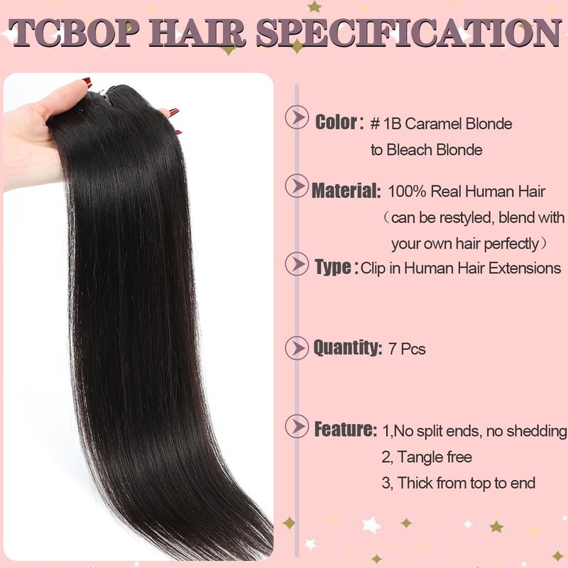 Clip in Hair Extensions Real Human Hair Natural Black Hair