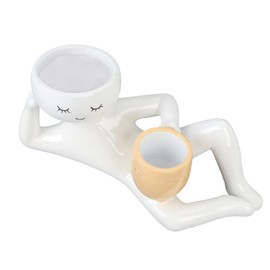 MENDUNER Lazy Guy Pflanzer, Fauler Topf, Topf Kreativer Atmungsaktiver Synthetischer Blumentopf für Desktop -Ornamentendekoration