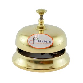 fd-bill furniture and lighting Hotel Bell Polished Brass, Table Bell, Desk Bell, Brass Object for Furniture ca1 Measures: H 8.5 cm, Ø 9.5 cm