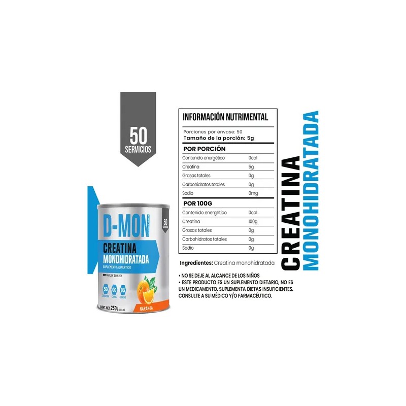 Creatina Suplemento Monohidratada D-mon 250g 50 Servicios