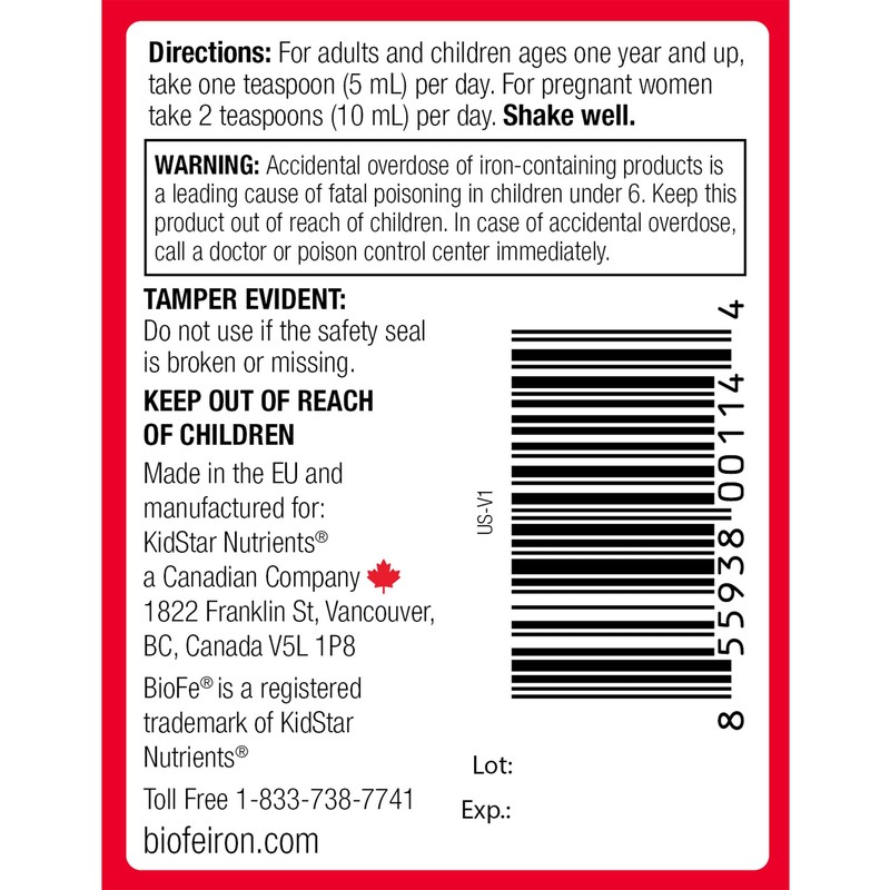 BioFe Liquid Iron for The Whole Family, 50 Servings