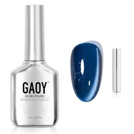 GAOY 16ml Deep Blue Cat Eye Gel Nail Polish, Glitter Holographic Nail Polish with Magnet, Reflective Translucent UV Gel, 2929 Mystic Blue