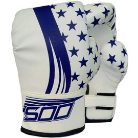 Kids Junior 2oz Pro Boxing Gloves, Kickboxing Fight Gloves, Sparring Training Punching Mitts, Heavy Bag Punch Bag MItt for Boxing Fighting Gloves Girls & Boys (Blue/White)