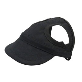 Dog Baseball Cap,1PC Pet Summer Beach Peaked Cap Dog Hat with Ear Holes, Adjustable Cat Visor Sunbonnet Hat for Small Medium Large Dogs (Solid Black, Small)