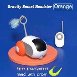 Interactive Smart Toy Car for Indoor Cats or Dog - USB Rechargeable and Automatic Mobile Pet Toy Designed to Engage and Stimulate Your Pet Family - Color: Orange
