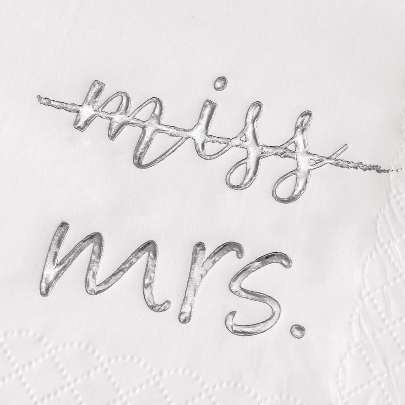 Crisky Silver Miss to Mrs - Servilletas de cóctel para