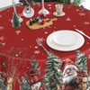 Round Christmas Tablecloth 60 inches - Red Snowman Table Cloth