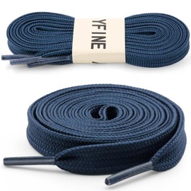 YFINE 47 inches Athletic Flat Shoe Laces Shoelaces for Sneakers Shoes(2 Pair) - Denim Blue