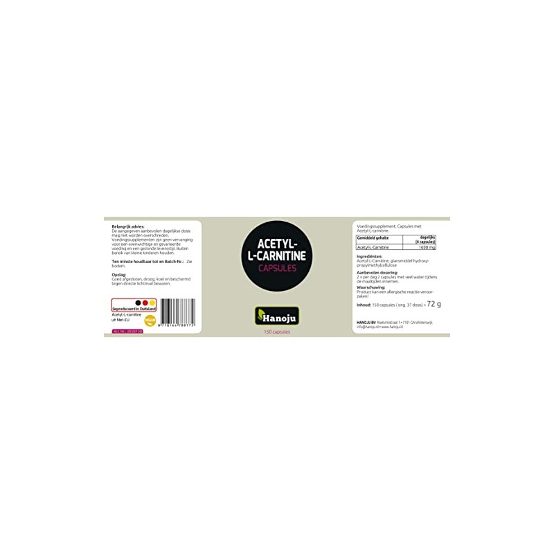 Hanoju Acetyl-L-Carnithine 400mg 150 Capsules