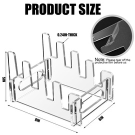 Wenqik 4 Pack Acrylic Plate Stands for Display Clear Dinnerware Display Stand Plate Display Holder Plate Racks China Display Stand Plate Organizer for Cabinet Home Supplies(4 Tier)