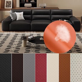 Leather Repair Patch 17.7x78.7 Breathable Perforated Adhesive Self-Adhesive Repair Patch, Furniture Couch Car Seats Office Chairs Sofa Repair Patch Refurbished Patch (Black, 17.7x78.7)