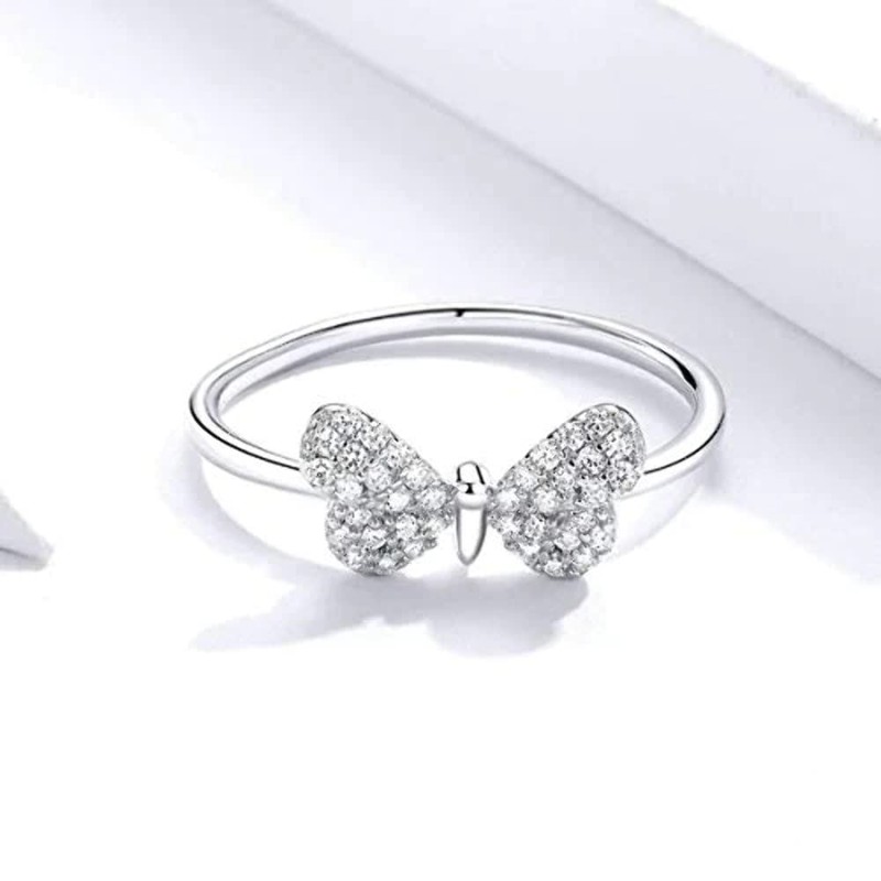 PAHALA 925 Strling Silver Butterfly with Crystals Finger Weeding Party