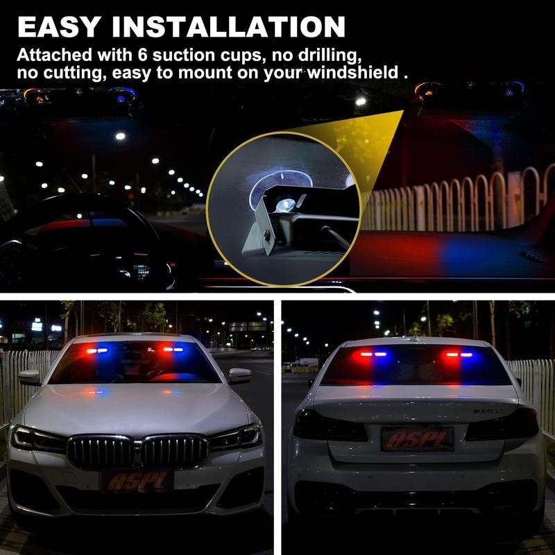 2x7.2 Inch Dash Emergency Strobe Lights 16LED Hazard Flashing Warning