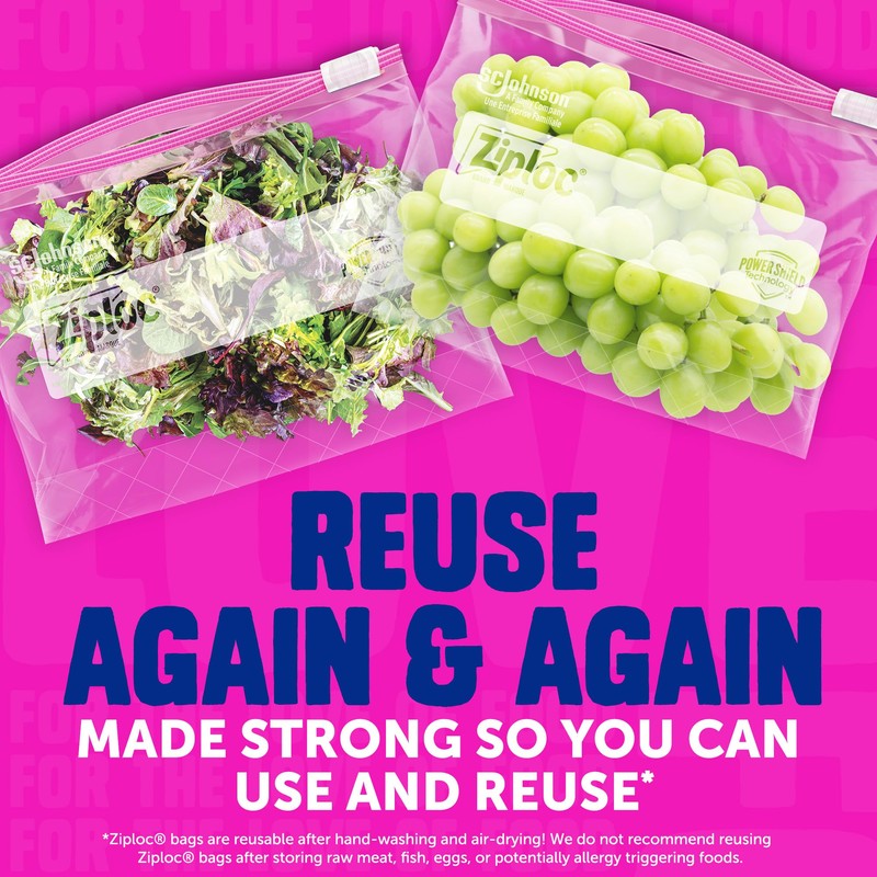 Ziploc Gallon Food Storage Slider Bags, Power Shield Technology for