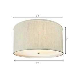 Moderne Flush Mount Conversion Kit 14" w Textured Oatmeal Hardback Drum Lampshade