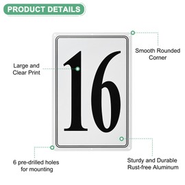 M METERXITY Aluminum Number Sign 16, 11.8 Inch House Numbers and Metal Letters, Parking Spot Letter Signs, Metal Letter Wall Decor for Garden/Door/Mailbox [Black Text On White]