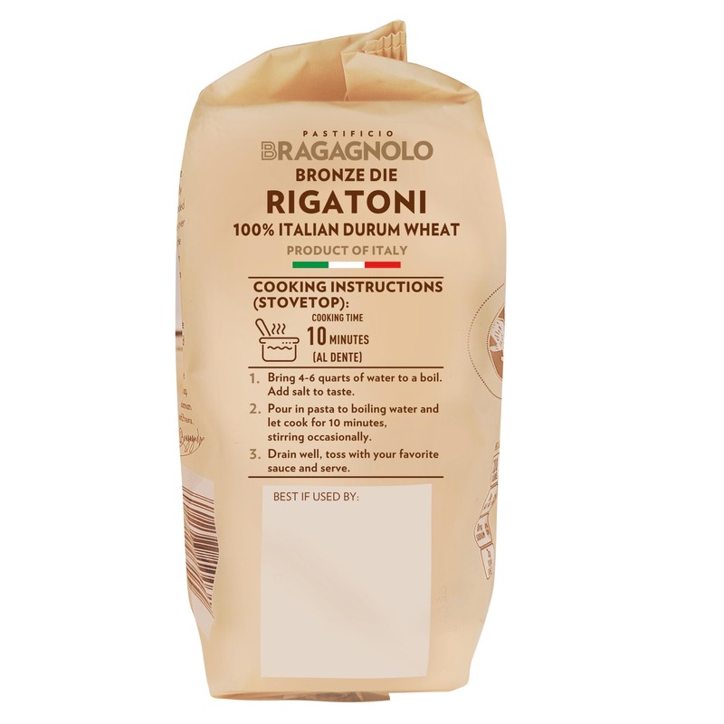 Pastificio Bragagnolo, Rigatoni 843 Bronze-Drawn, 100% Italian Pasta, Made with