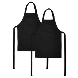 ONEOMI Kids Apron, Medium, 100% Cotton With An Adjustable Strap to fit All Ages, Ideal for Cooking, Baking, Painting, Decorating, Party, Chef, Art and Classroom Children Apron (2, Black)