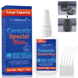 50g Large Ceramic Glue - Strong Porcelain Glue Clear Super Quick Dry Adhesive for Pottery, China, Dishes, Crafts, Tile - Heat Resistant, Waterproof, Food Safe